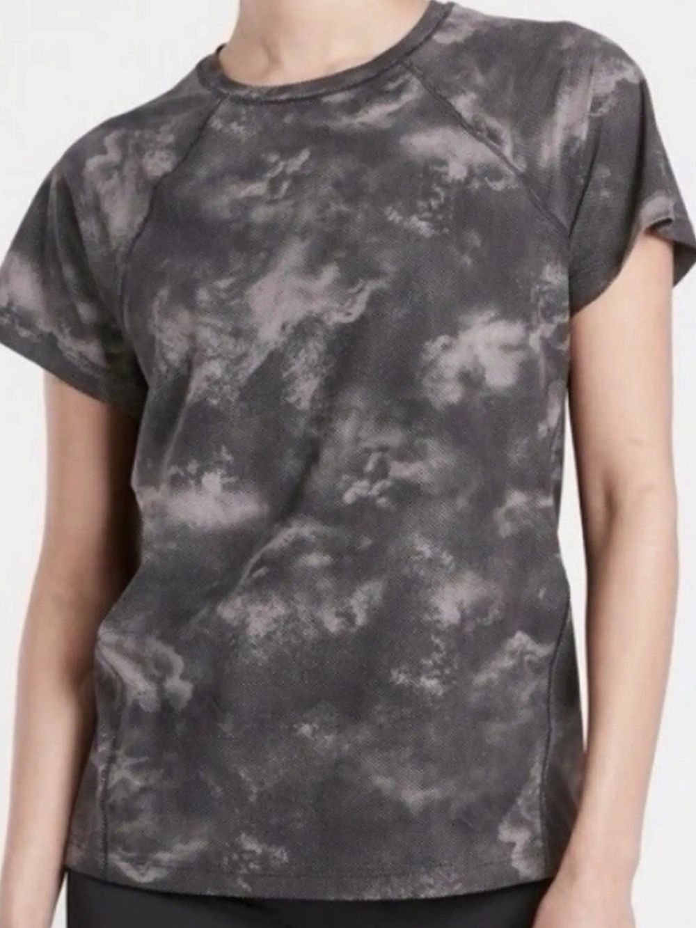 Athleta Washed Charcoal Tie-Dye Short Sleeve Tee